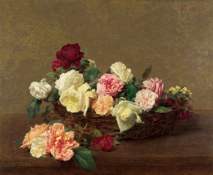  方丹·拉图尔 Fantin-Latour 一篮玫瑰花 A Basket  of Roses